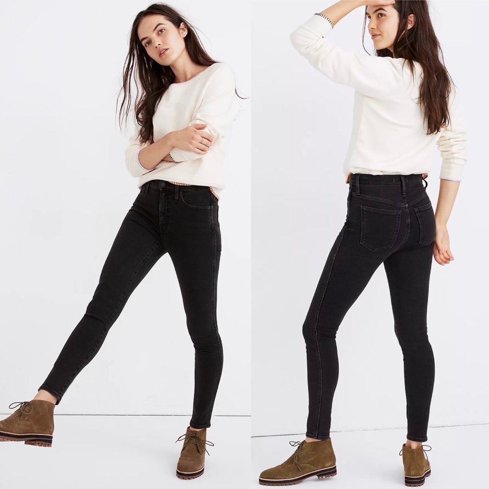 Madewell 10” High Rise Black Skinny Jeans